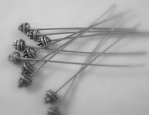 Bali style silver decorative headpins